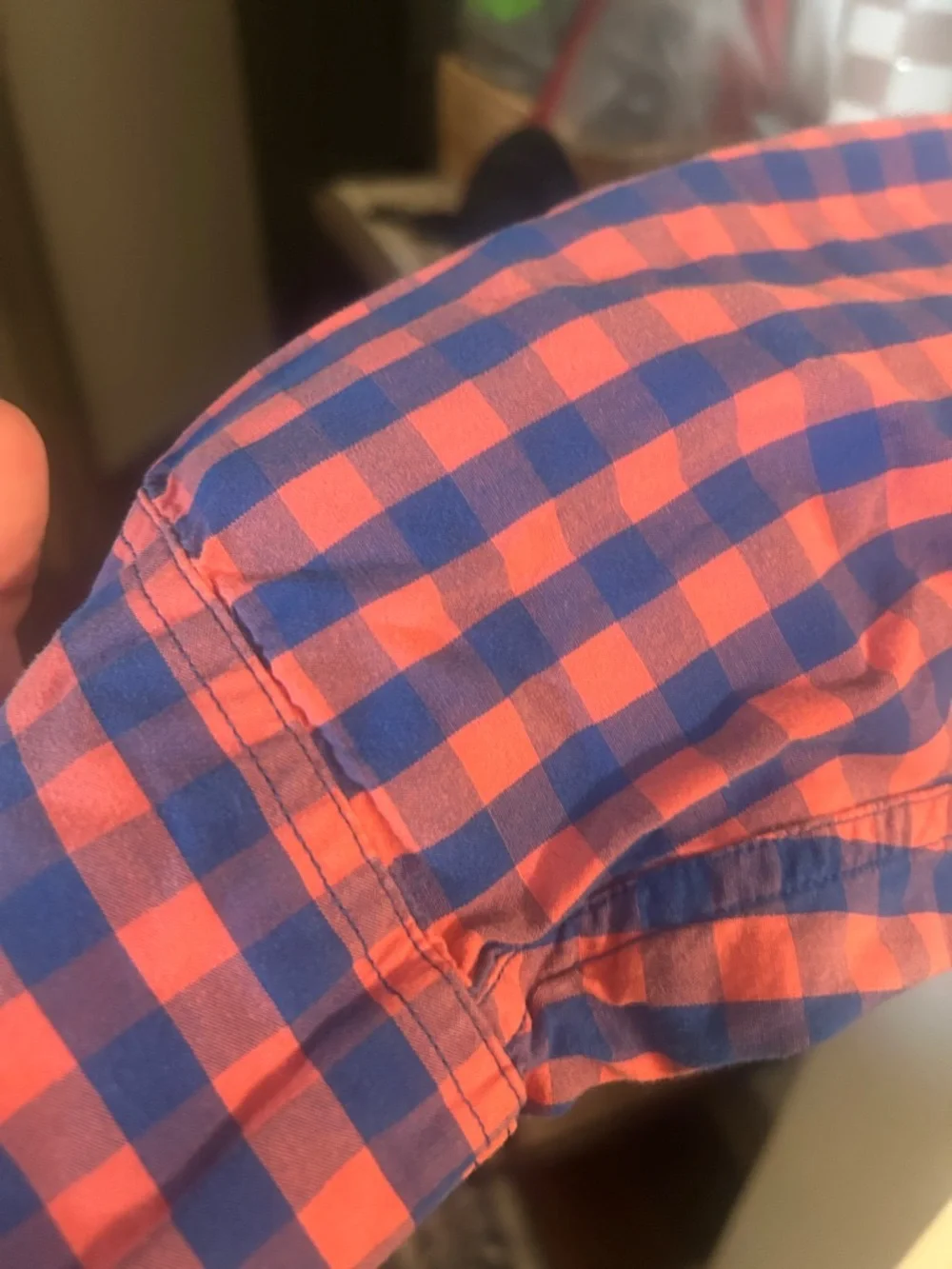 J. Crew Men's Blue and Pink Check Cotton Button-Down Shirt